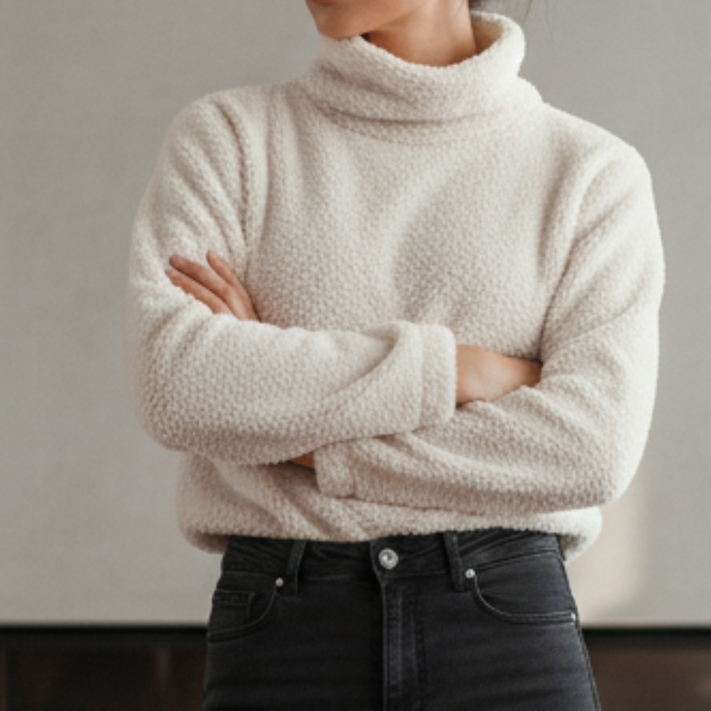 Balance Collection Cream Cowl Neck Sweater